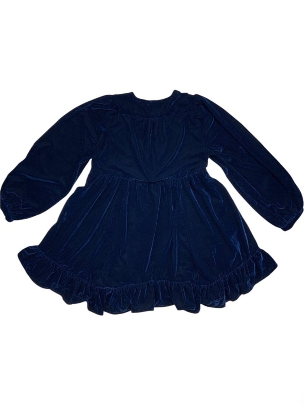 Free People Estella Velvet Mini Dress S Blue Babydoll Long Sleeve - Picture 15 of 16
